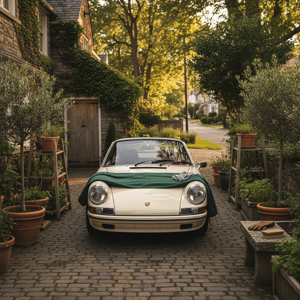 Well-maintained vehicle stored in residential care setting